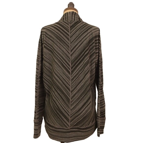 PrAna Open Sweater Jacket Top Size S Long Dolman Sleeve Striped Green EUC B13 - Picture 3 of 5